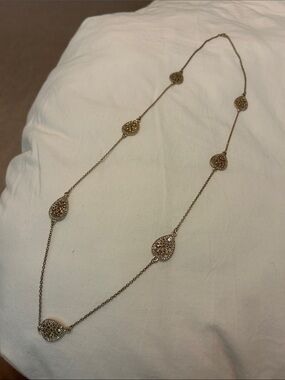 Gold Teardrop Station Necklace - Women Jewelry